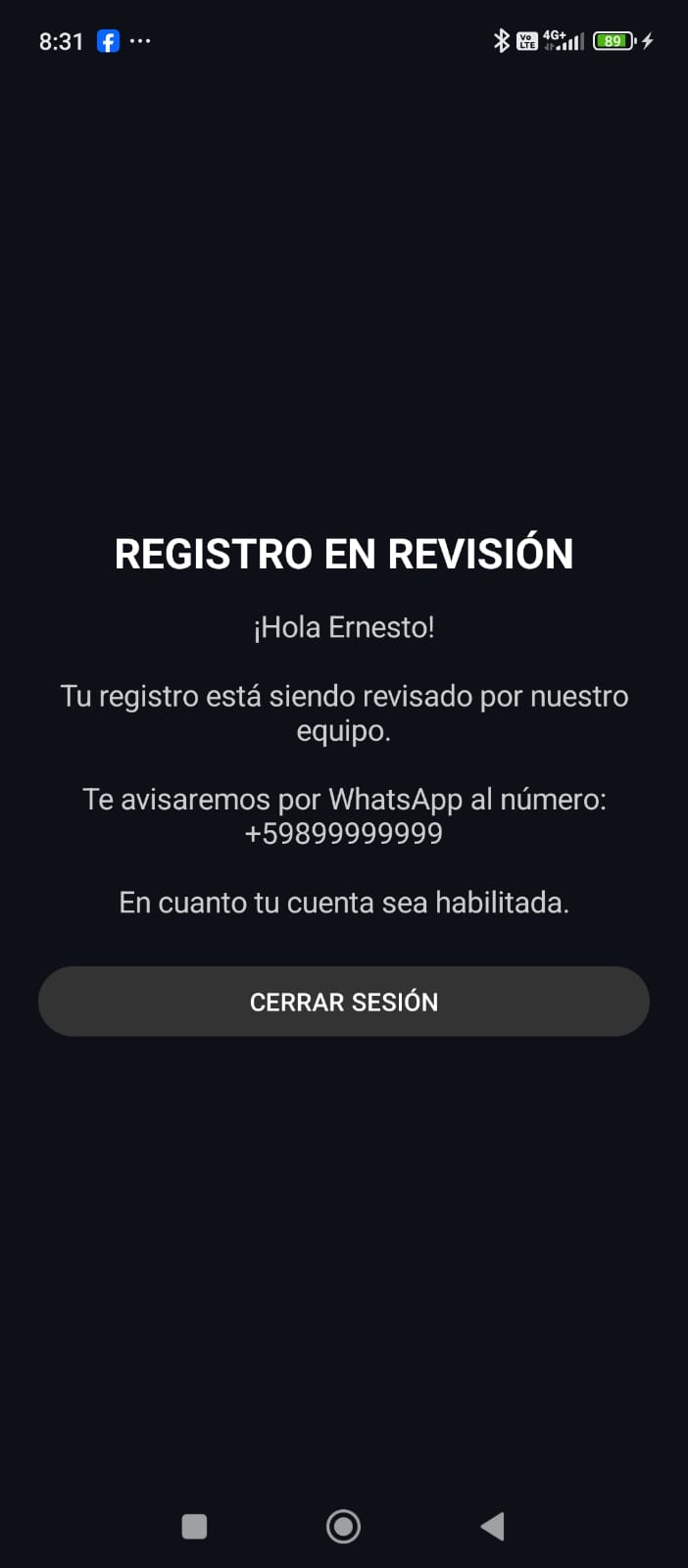 Registro en revisión